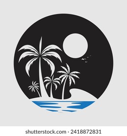 vector illustration of palm tree logo on gray background perfect for shop branding,greeting cards,etc