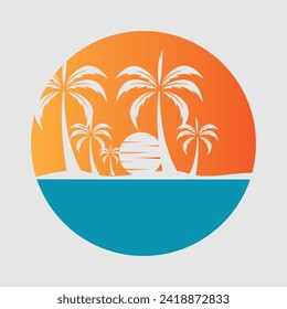 vector illustration of palm tree logo on gray background perfect for shop branding,greeting cards,etc