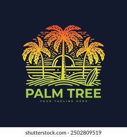 vector illustration of a palm tree logo with gradient colors