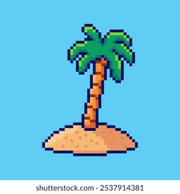 Vector Illustration of Palm Tree with Pixel Art Design, perfect for game assets themed designs