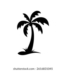 Vector illustration of palm tree silhouette
isolated on white background and also on the background of the afternoon atmosphere on the beach