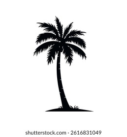 Vector illustration of palm tree silhouette
isolated on white background and also on the background of the afternoon atmosphere on the beach