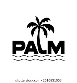 Vector illustration of palm tree silhouette
isolated on white background and also on the background of the afternoon atmosphere on the beach