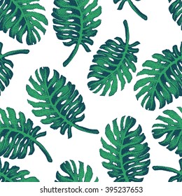 Vector Illustration of Palm Tree Sketch for Design, Website, Background, Banner. Hand Drawing Floral on Beach. Travel and Vacation Ink Element Template. Seamless Pattern Wallpaper