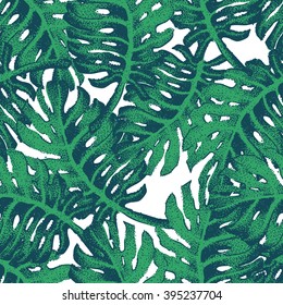 Vector Illustration of Palm Tree Sketch for Design, Website, Background, Banner. Hand Drawing Floral on Beach. Travel and Vacation Ink Element Template. Seamless Pattern Wallpaper