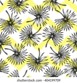 Vector Illustration of Palm Tree Sketch for Design, Website, Background, Banner. Hand Drawing Floral on Beach. Travel and Vacation Ink Element Template. Seamless Pattern Wallpaper