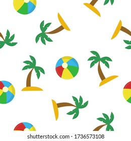 Vector Illustration Palmen und Beach Balls Nahtloses Muster oder Hintergrund