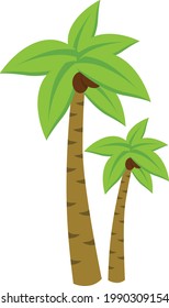 Vector illustration palm trees cartoon isolated on white background