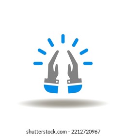 Vector illustration of palms clap. Symbol of hands clapping. Icon of respect.