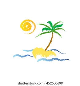Vector illustration - palm-tree on the tropical island