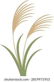 Vector illustration of pampas grass swaying in the wind