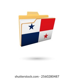 Vector illustration of Panama flag isolated in file folder on white background.