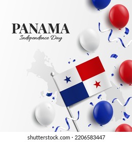 Vector Illustration of Panama Independence Day. Background with balloons, flags
