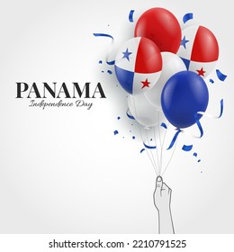 Vektorgrafik des Panama Independence Day. Hand mit Ballons.
