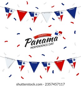 Vector Illustration of Panama Independence Day. Garland with the flag of Panama on a white background.
