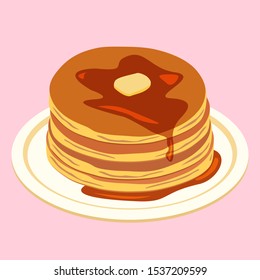 vector Illustration of pancake in pink background