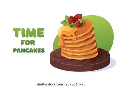 Vector illustration with pancakes. Breakfast.