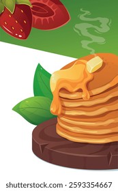Vector illustration with pancakes. Breakfast. Casual style.