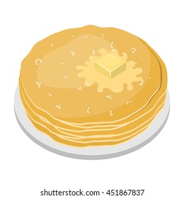 Vector illustration of pancakes with butter