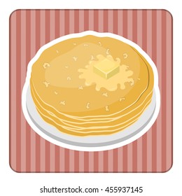Vector illustration of pancakes with butter