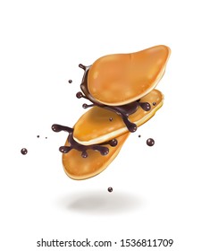 Vector illustration of pancakes with chocolate.