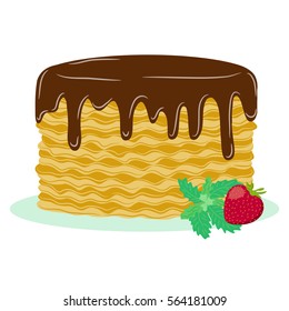 Vector illustration of pancakes with chocolate