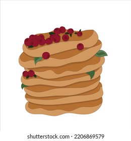 ilustración vectorial de crepes con arándanos sobre fondo blanco