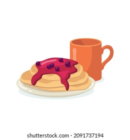 Vector illustration of pancakes with cup