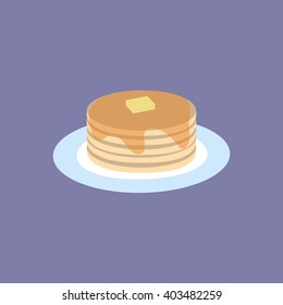 Vector Illustration of Pancakes with Maple Syrup and Butter