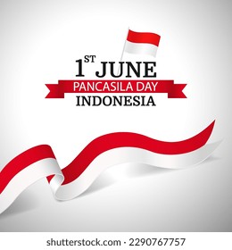Vector Illustration of Pancasila Day in Indonesia. Ribbon
