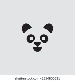 Vector illustration of a panda animal.panda head black and white.