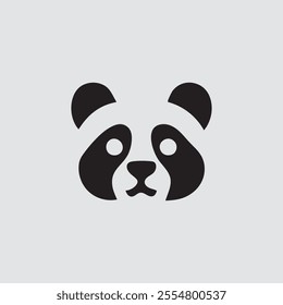 Vector illustration of a panda animal.panda head black and white.