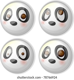 vector illustration of panda badges with many emotion.