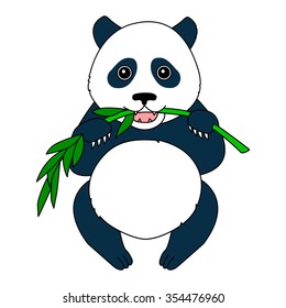 Vector illustration. Panda with bamboo.