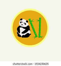 Vector illustration panda bamboo gift paper textile logo