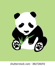 vector illustration of a panda bear with bamboo