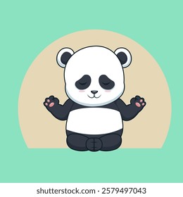 vector illustration of panda bear meditating 