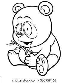 Vector illustration of panda cartoon - Coloring book for kids