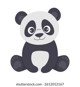 Vector illustration of panda. Cute silhouette teddy bear panda