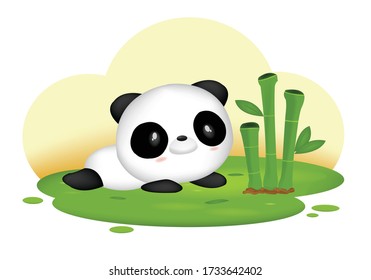 Vector illustration of a panda in the forest svg