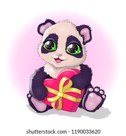 Vector illustration of a panda with a gift.EPS 10