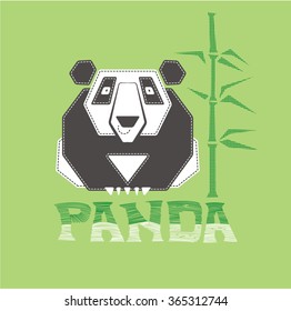 vector illustration panda. green bamboo