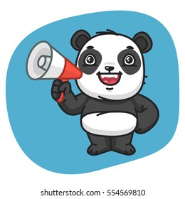 Vector Illustration, Panda Holds Megaphone, Format EPS 8