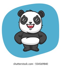Vector Illustration, Panda Holds Paw Waist, Format EPS 8