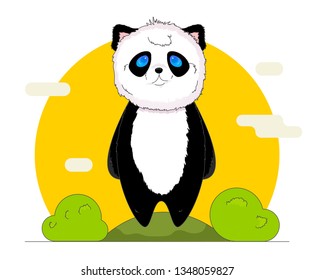 Vector illustration panda isolated on daybreak background