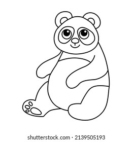 Vector illustration of panda isolated on white background. For kids coloring book.