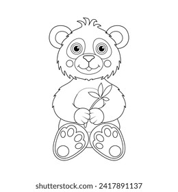 Vector illustration of panda isolated on white background. For kids coloring book.