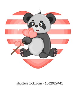 vector illustration with Panda on Valentine's day