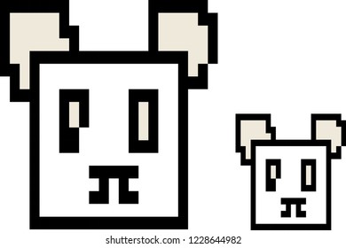 vector illustration of Panda in pixel style