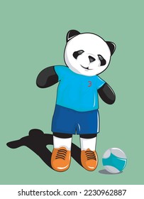 Vector illustration of Panda playing ball.